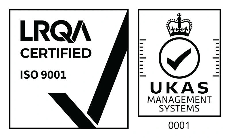 Logo oficial LRQA y UKAS para ISO 9001